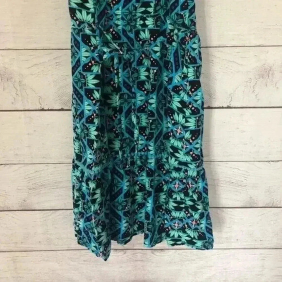 Justice Limited Too Blue & Green Geometric Print Spaghetti Strap Summer Dress 14 - Picture 6 of 6